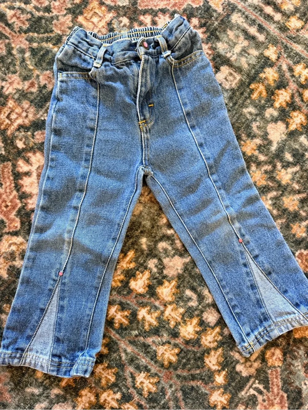 Y2K vintage Disney Girls' Blue Denim Vest, Boot Cut Jeans with Floral Embroidery